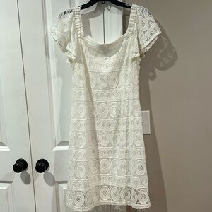 Roz & Ali, white lace, off the shoulder dress